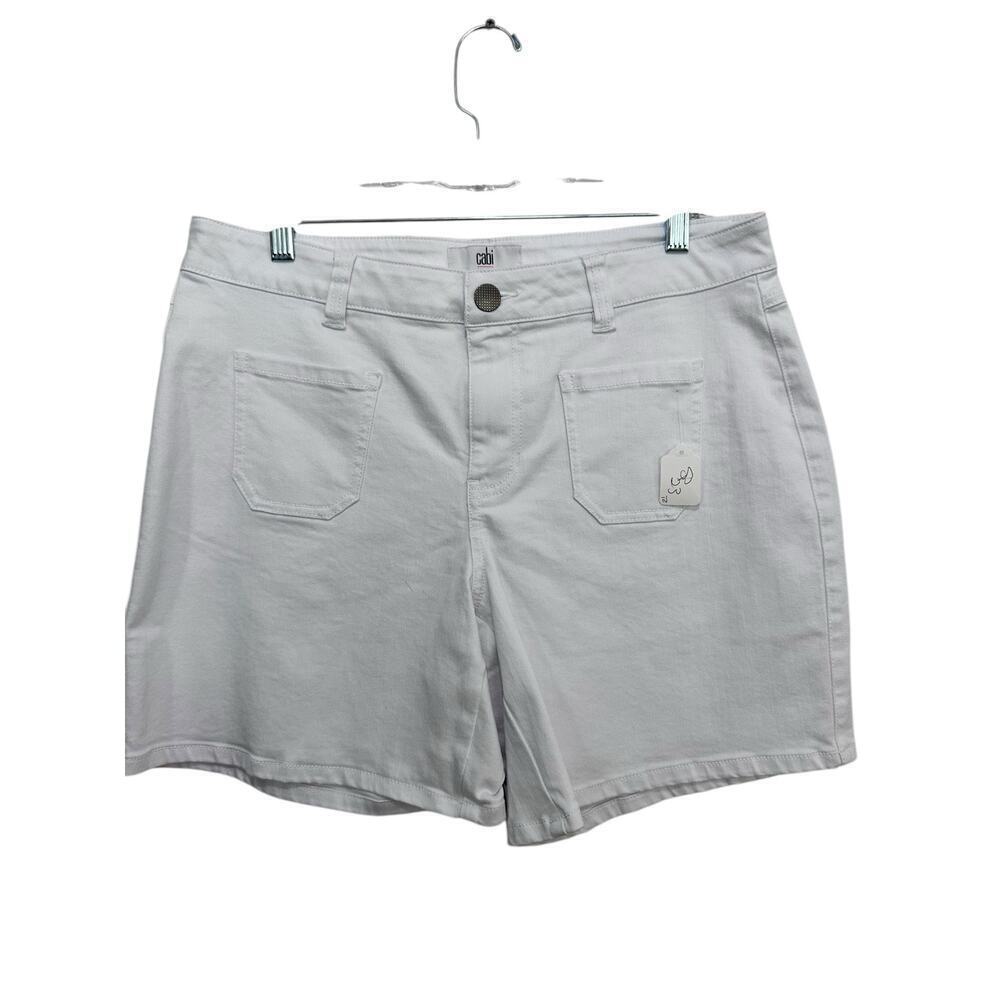 Cabi #6424 Women's Bright White Patch Pocket Denim Shorts Size 10